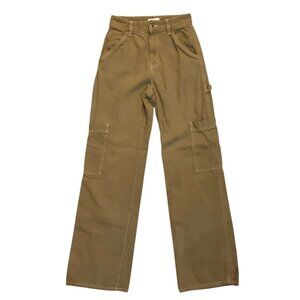 H&M Khaki Denim Cargo Pants | Size 2 | Utility Pocket Straight Leg
